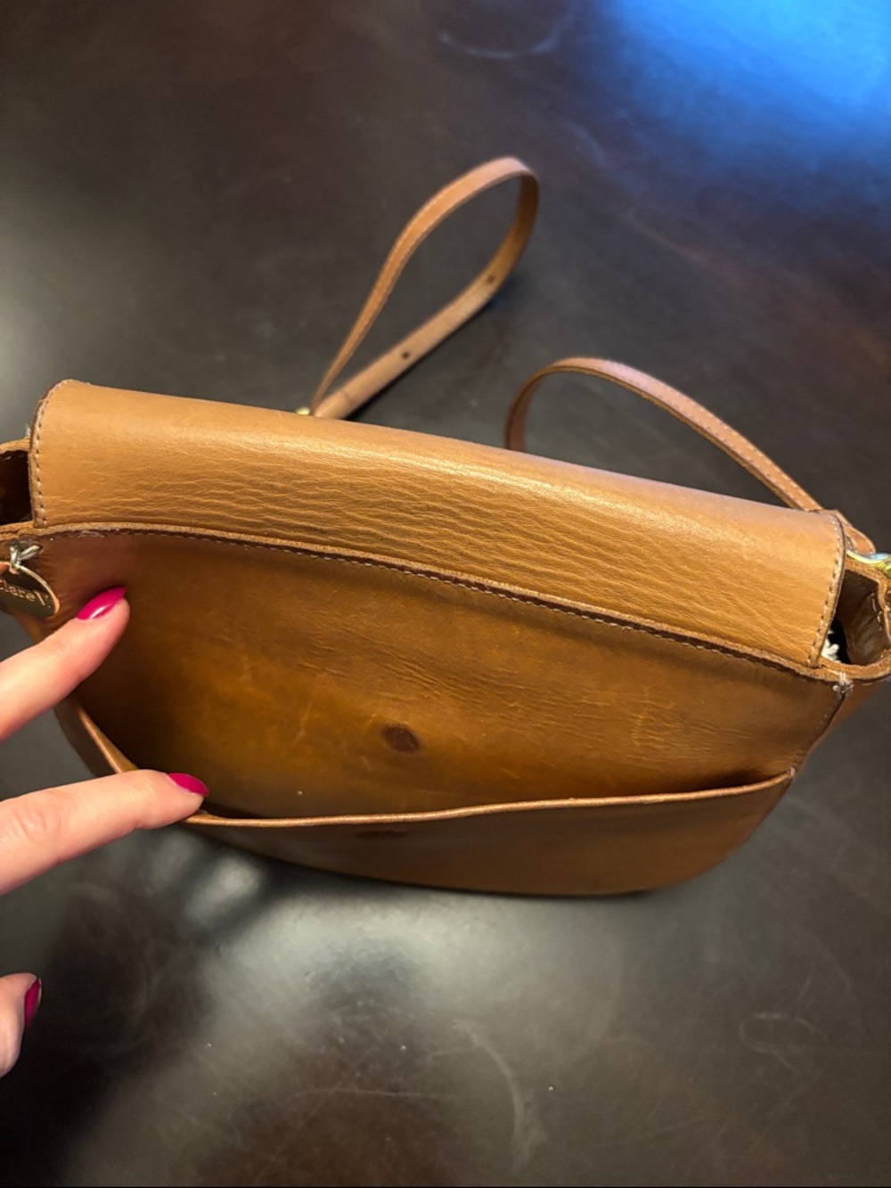 CLARE V Turnlock Classic Tan Leather Crossbody Shoulder Bag - Picture 5 of 11